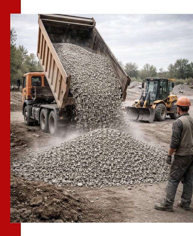 Доставка щебня в Раменском крупными и мелкими фракциями