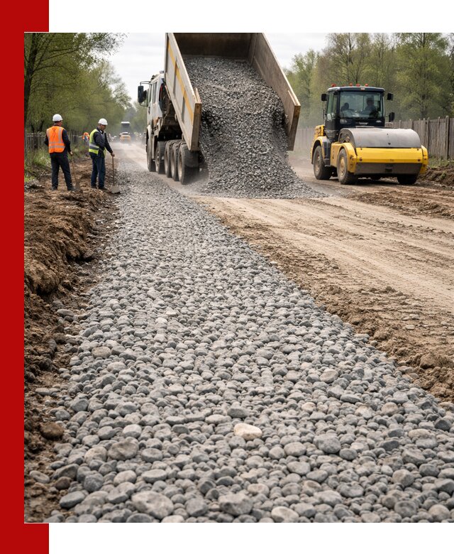 Доставка щебня для отсыпки дорог в Раменском высокого качества