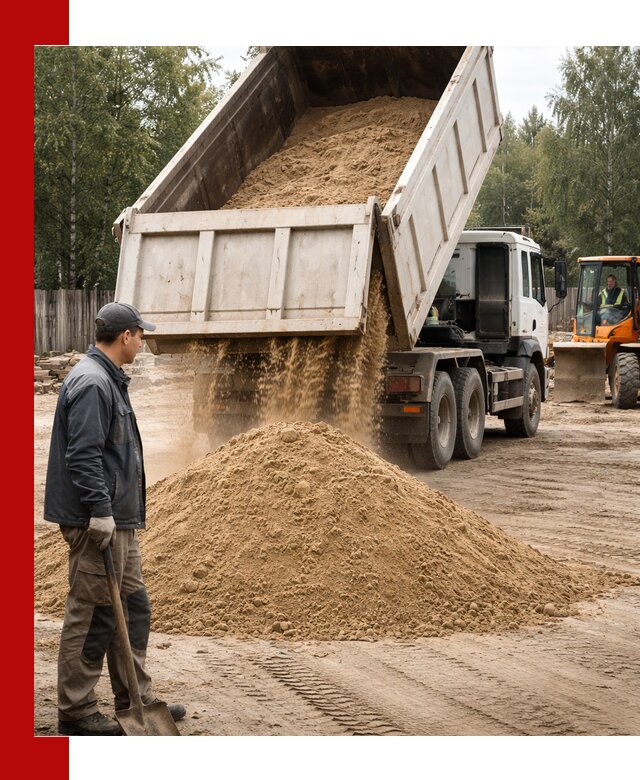 Доставка и продажа песка с разгрузкой в Раменском
