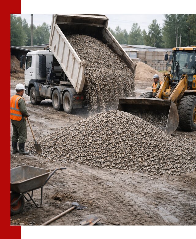 Мытый гравий с доставкой в Раменском от карьера до участка