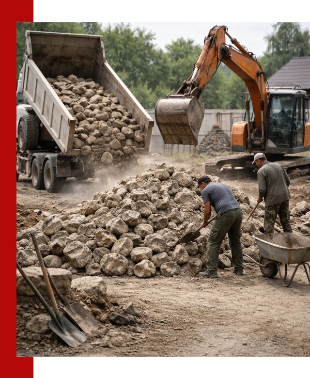 Доставка и разгрузка бутового камня в Раменском