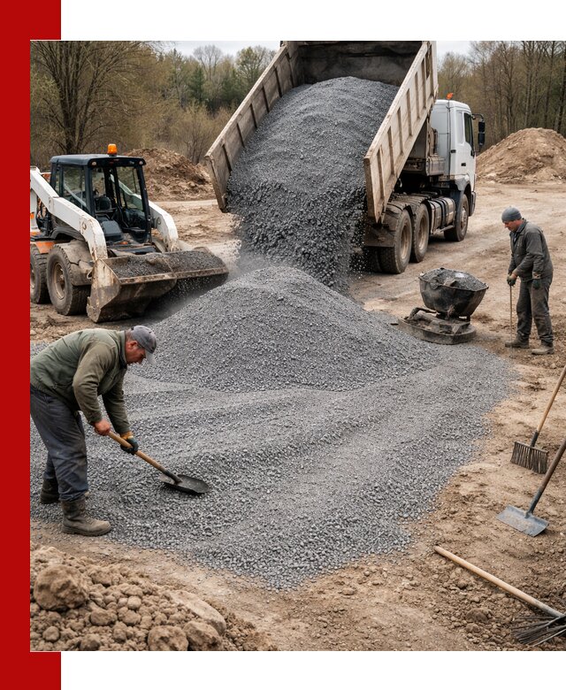 Отсев для подсыпки в Раменском — доставка и подсыпка на участок