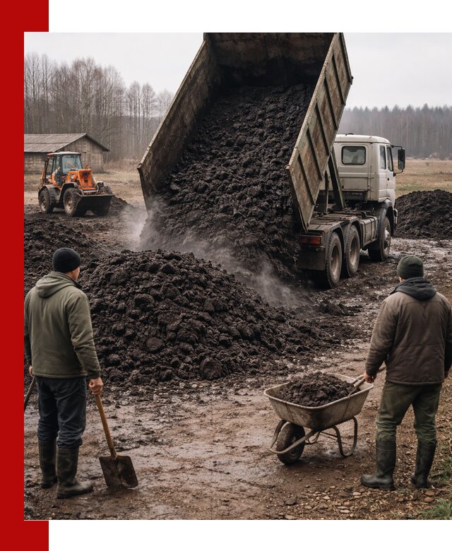 Доставка низинного торфа с разгрузкой и доставкой в Раменском