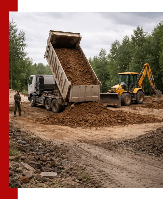Доставка суглинка самосвалами в Раменском подсыпка и планировка