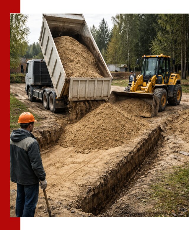 Доставка песчаного грунта в Раменском для строительных работ