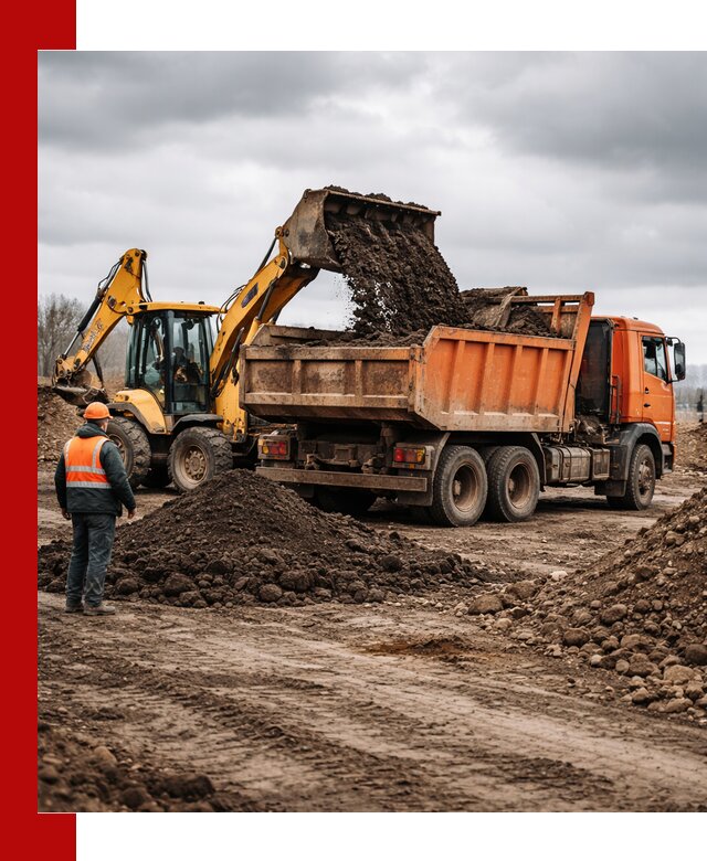 Вывоз грунта и строительного мусора в Раменском грузовыми самосвалами