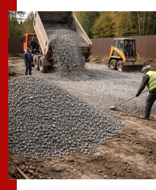 Отсыпка участка щебнем с доставкой и уплотнением в Раменском
