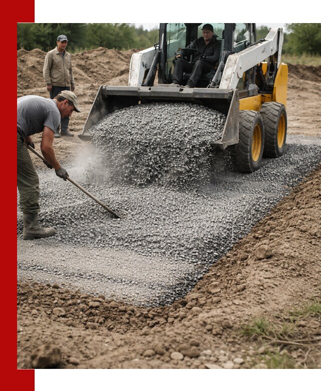 Устройство щебеночной подушки в Раменском для дорог и фундаментов